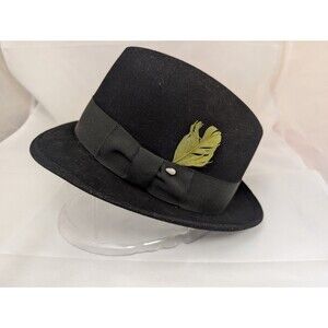 Vintage Men’s Black Dynafelt Fedora Size 7 - looks unworn, mint condition